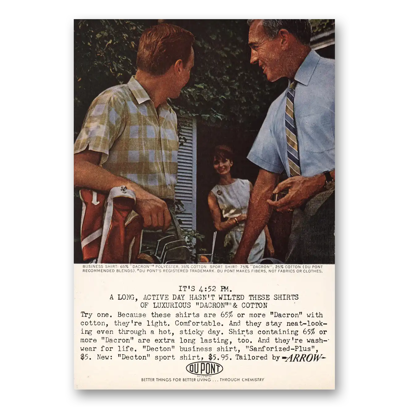 1963 Arrow Shirts Long Active Day Hasn’t Wilted Shirts Vintage Magazine Print Ad