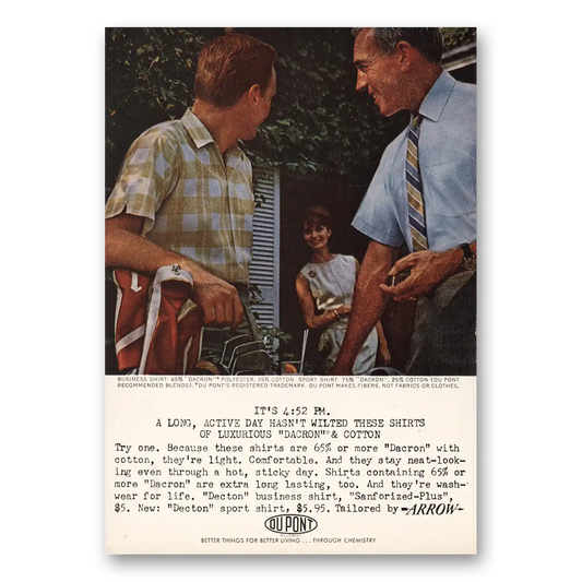 1963 Arrow Shirts Long Active Day Hasn’t Wilted Shirts Vintage Magazine Print Ad