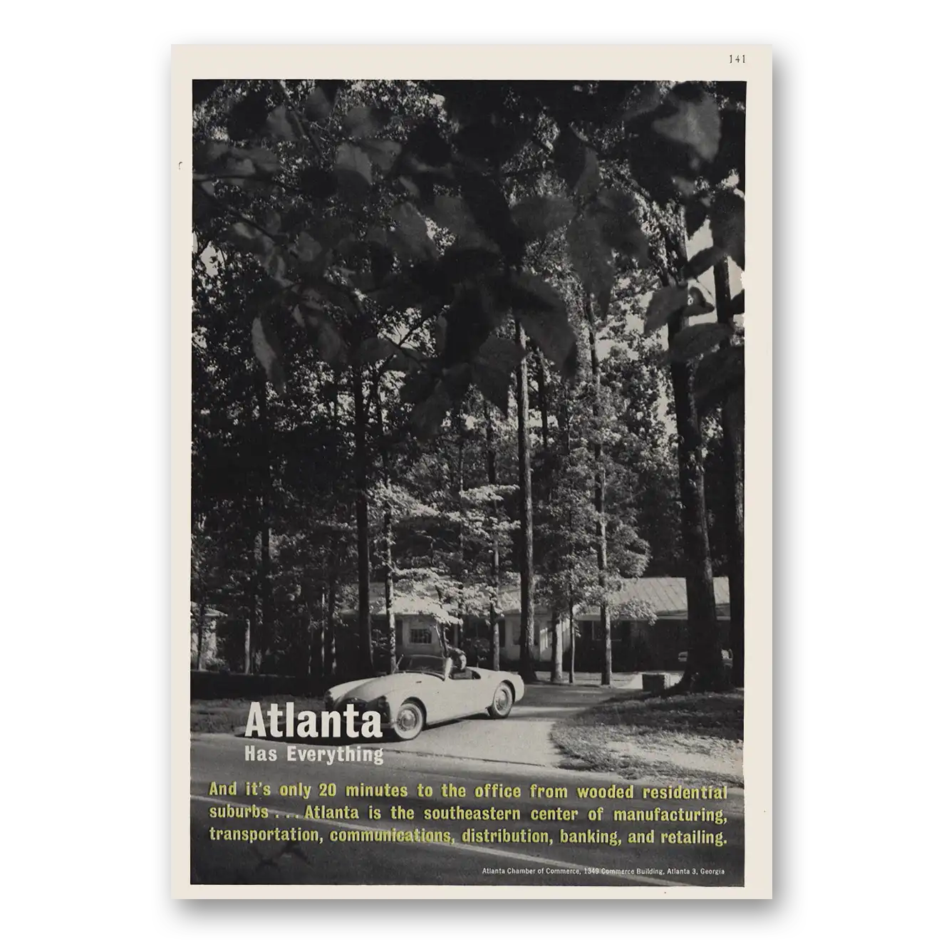 1963 Georgia Atlanta Georgia Wooded Residential Suburbs Vintage Magazine Print Ad