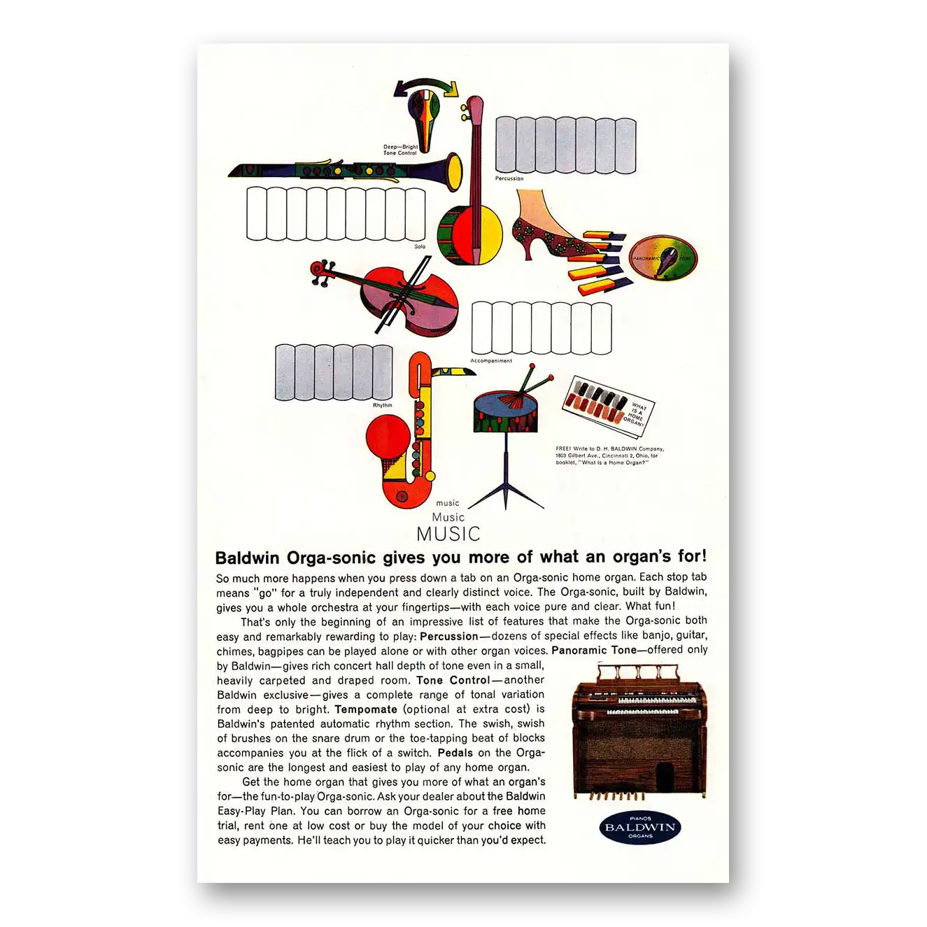 1963 Baldwin Orgasonic Organ More Of What Organs For Vintage Magazine Print Ad