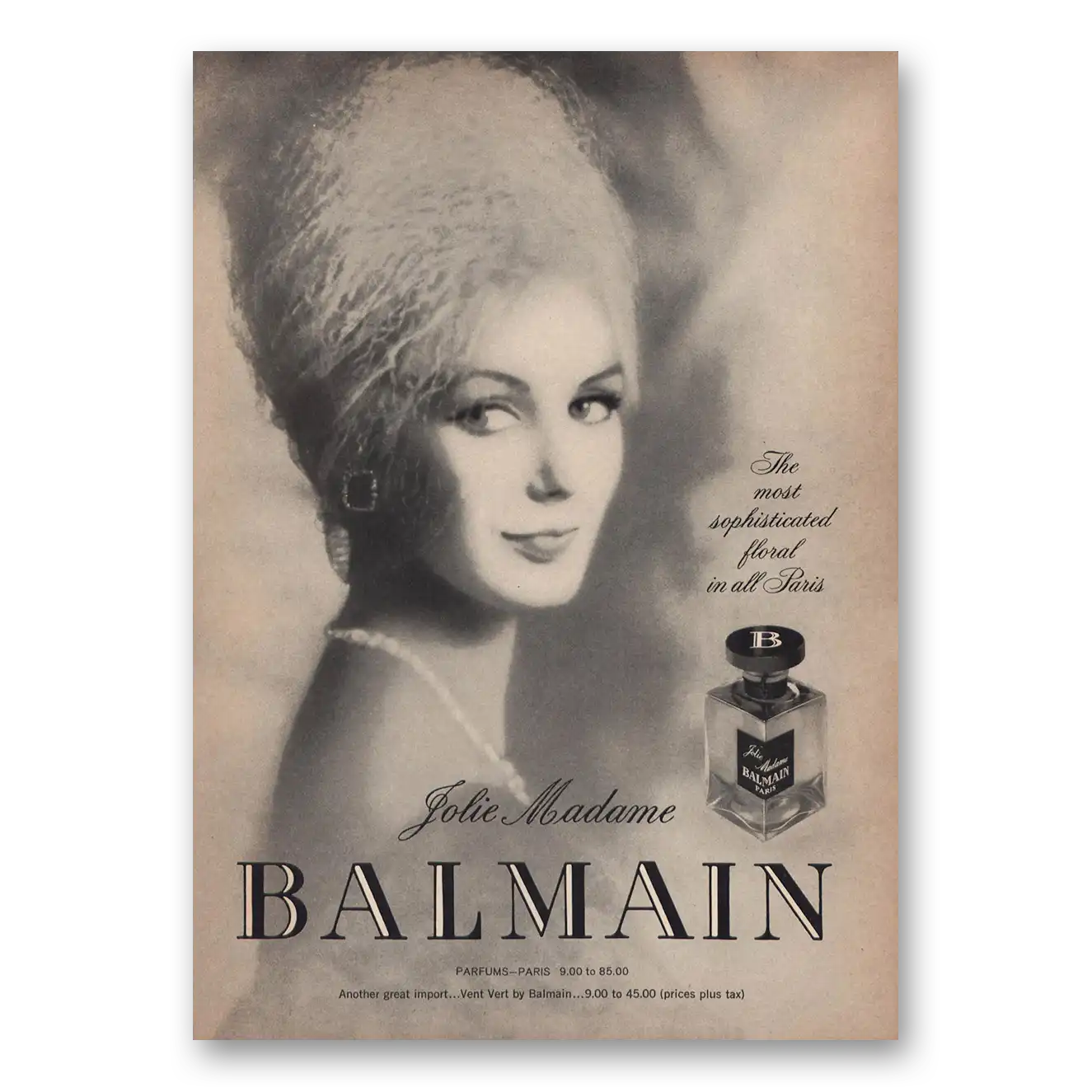 1963 Jolie Madame Perfume Most Sophisticated Floral Vintage Magazine Print Ad