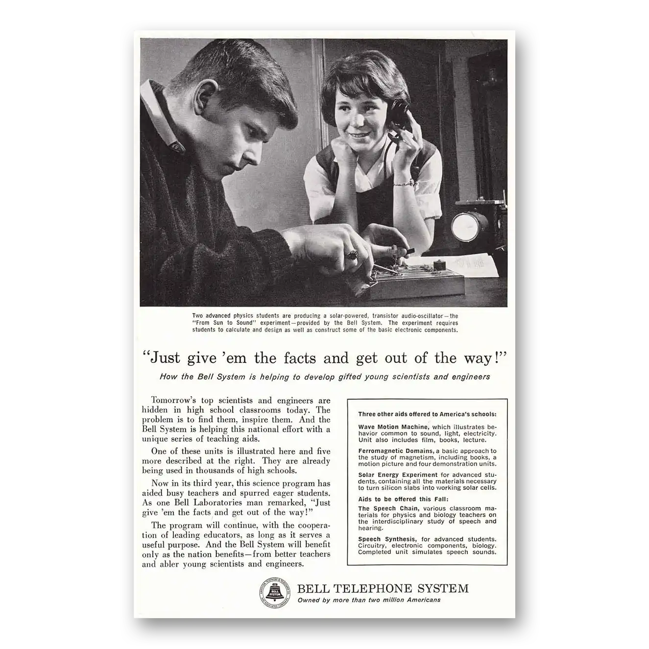 1963 Bell Telephone Just Give Em the Facts and Get Out of the Way Vintage Magazine Print Ad