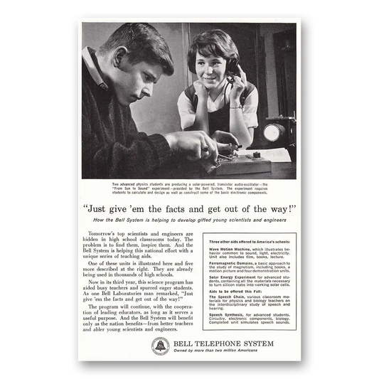 1963 Bell Telephone Just Give Em the Facts and Get Out of the Way Vintage Magazine Print Ad