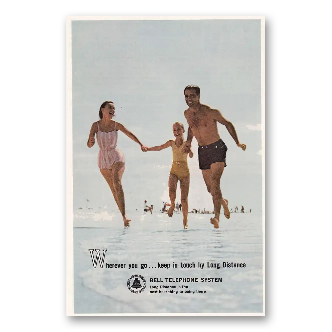 1963 Bell Telephone Wherever You Go Beach Vintage Magazine Print Ad