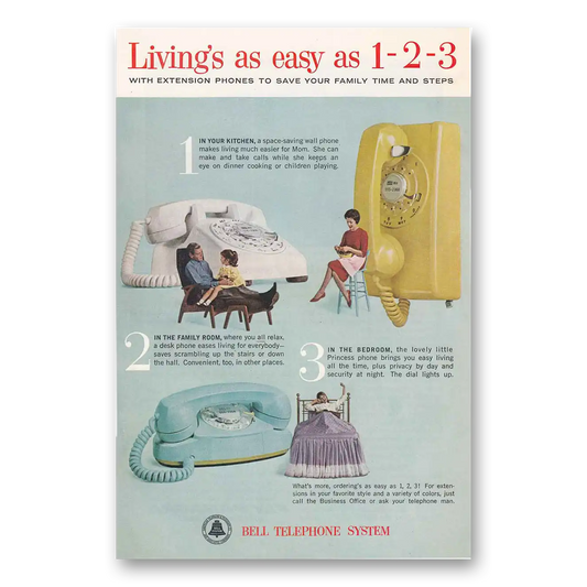 1963 Bell Telephone Livings as Easy as 1 2 3 Vintage Magazine Print Ad