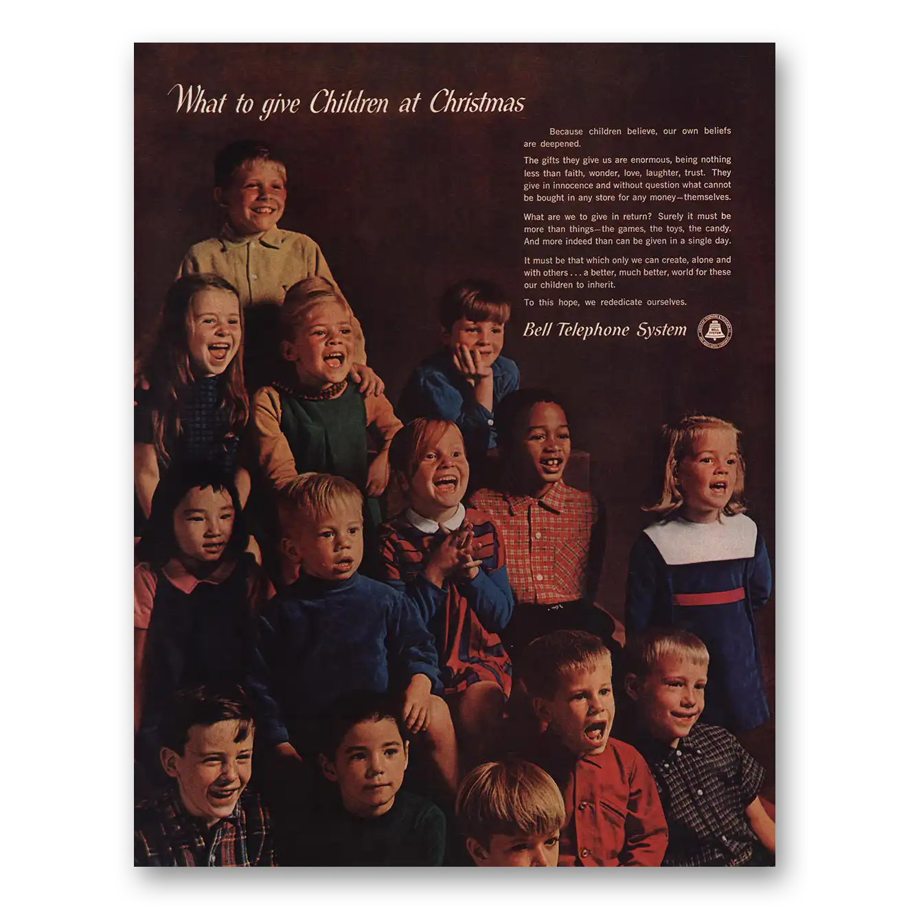 1963 Bell Telephone What To Give Children at Christmas Vintage Magazine Print Ad