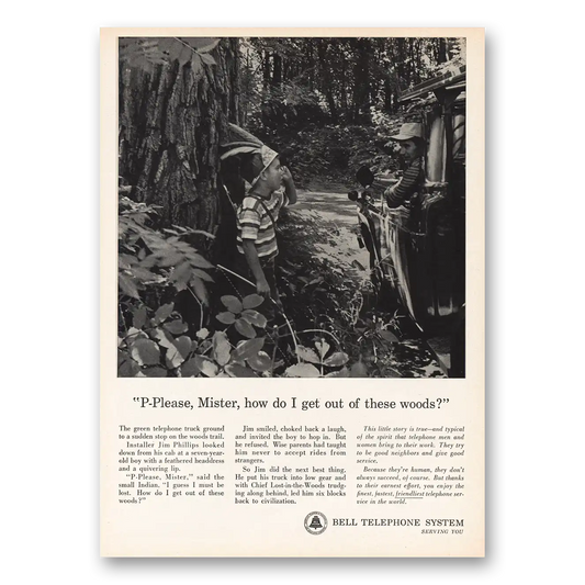 1963 Bell Telephone Please Mister How Do I Get Out of These Woods Vintage Magazine Print Ad