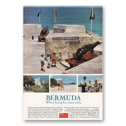 1963 Bermuda Cannons St Catherines Fort Vintage Magazine Print Ad