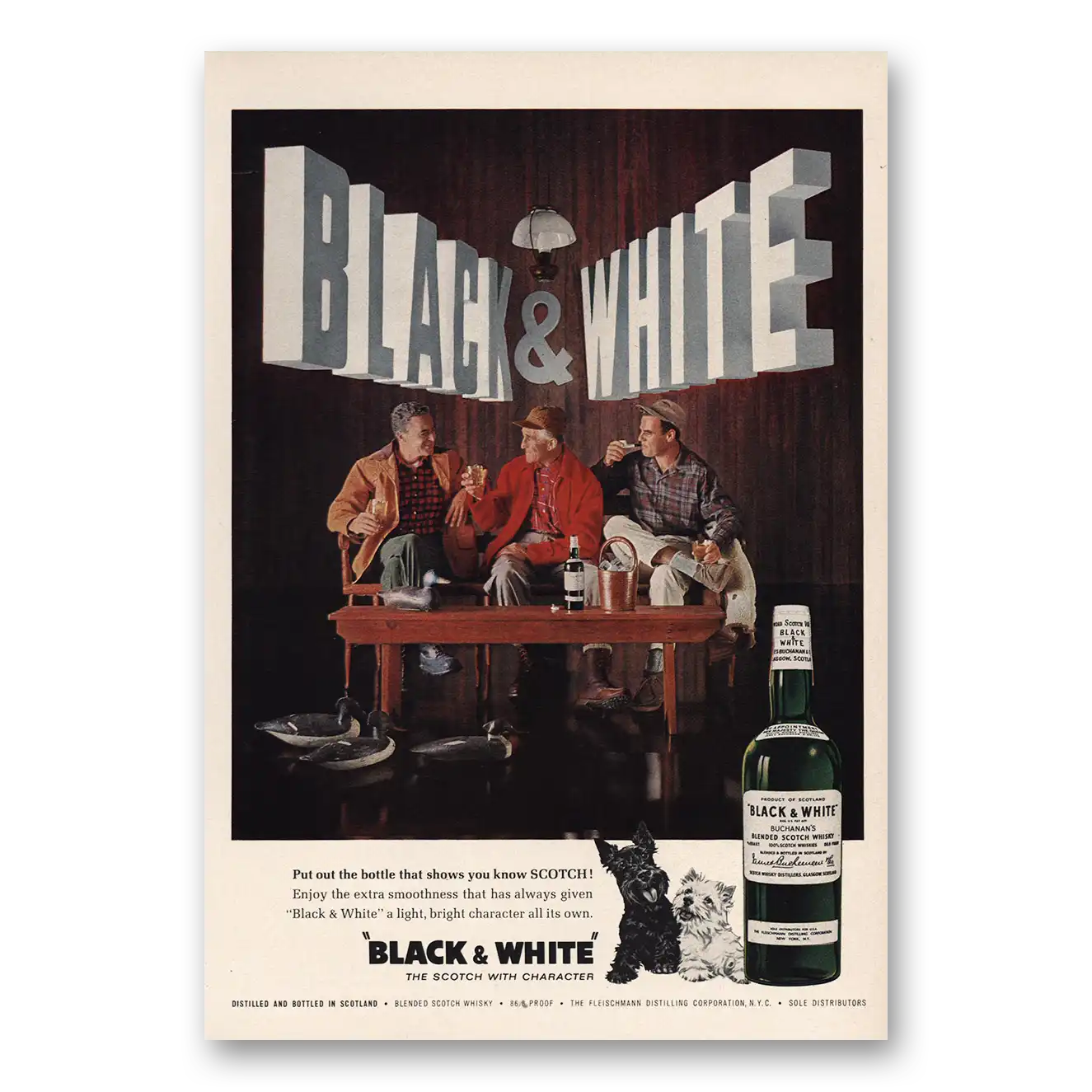 1963 Black and White Scotch Put Out the Bottle Vintage Magazine Print Ad