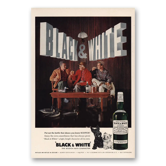 1963 Black and White Scotch Put Out the Bottle Vintage Magazine Print Ad