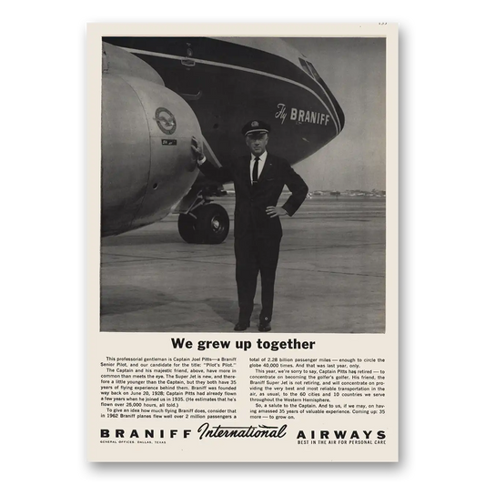 1963 Braniff International Airways We Grew Up Together Vintage Magazine Print Ad