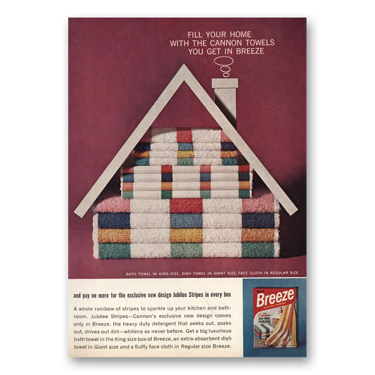 1963 Breeze Detergent Fill Your Home With Cannon Towels Vintage Magazine Print Ad