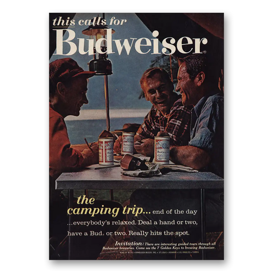 1963 Budweiser Beer Camping Trip Vintage Magazine Print Ad