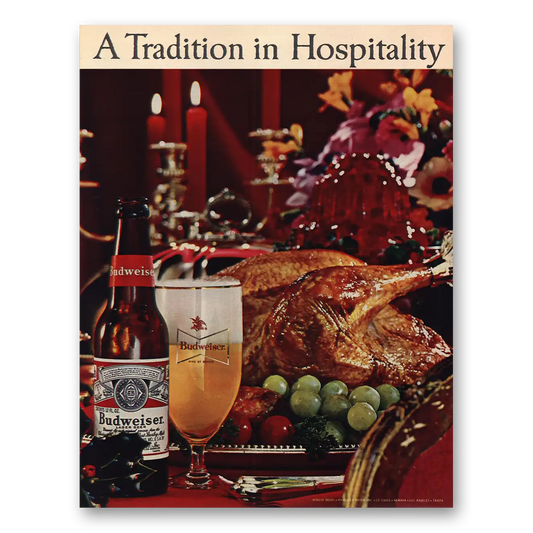 1963 Budweiser Beer Tradition in Hospitality Vintage Magazine Print Ad