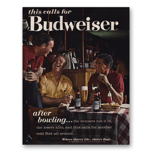 1963 Budweiser Beer After Bowling Vintage Magazine Print Ad