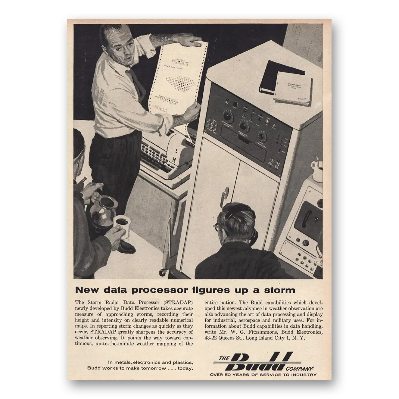 1963 Budd Data Processor Figures Up a Storm Vintage Magazine Print Ad