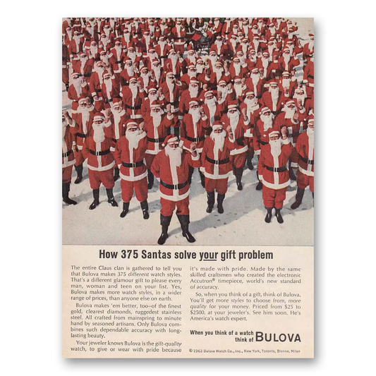 1963 Bulova Watch Santas Solve Gift Problem Vintage Magazine Print Ad