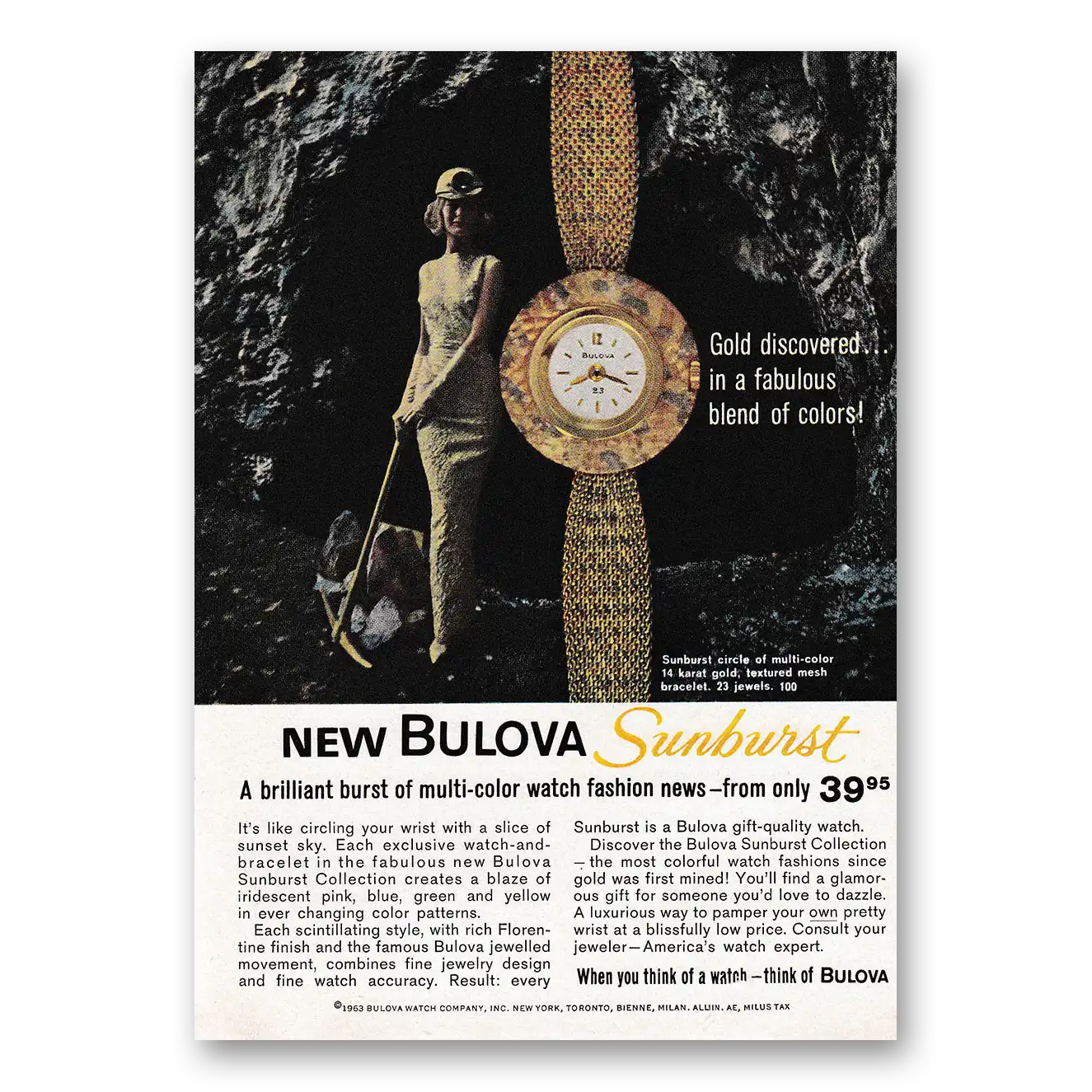 1963 Bulova Watch Sunburst Gold Discovered In Fabulous Blend Vintage Magazine Print Ad