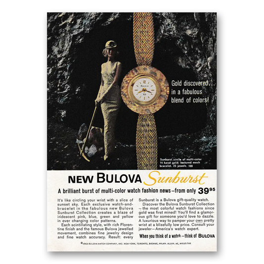 1963 Bulova Watch Sunburst Gold Discovered In Fabulous Blend Vintage Magazine Print Ad