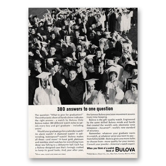 1963 Bulova Watch Answers to One Question Vintage Magazine Print Ad