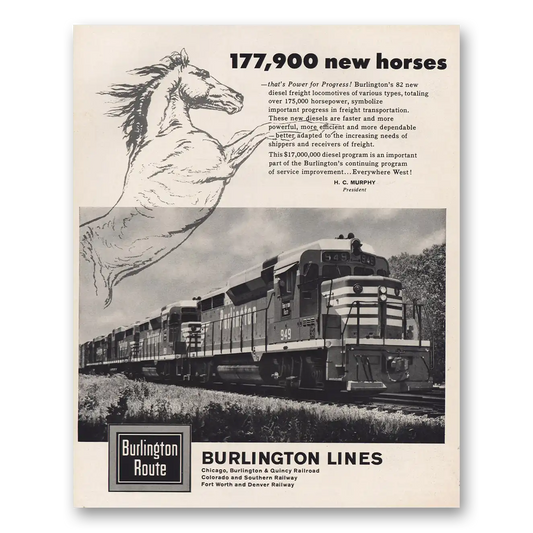 1963 Burlington Route 177900 New Horses Vintage Magazine Print Ad