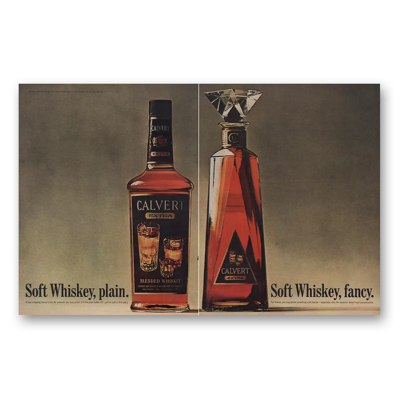 1963 Calvert Whiskey Soft Whiskey Plain Soft Whiskey Fancy Vintage Magazine Print Ad