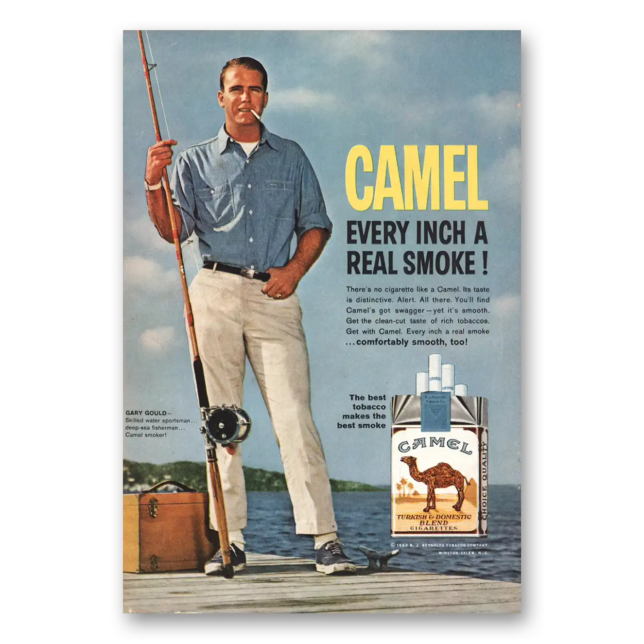 1963 Camel Cigarettes Gary Gould Every Inch a Real Smoke Vintage Magazine Print Ad