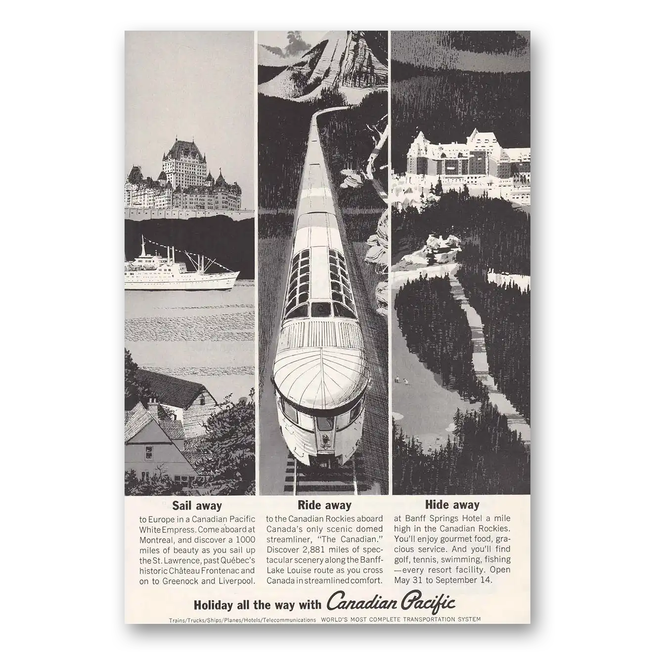 1963 Canadian Pacific Sail Ride Hide Vintage Magazine Print Ad