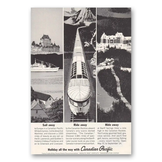 1963 Canadian Pacific Sail Ride Hide Vintage Magazine Print Ad