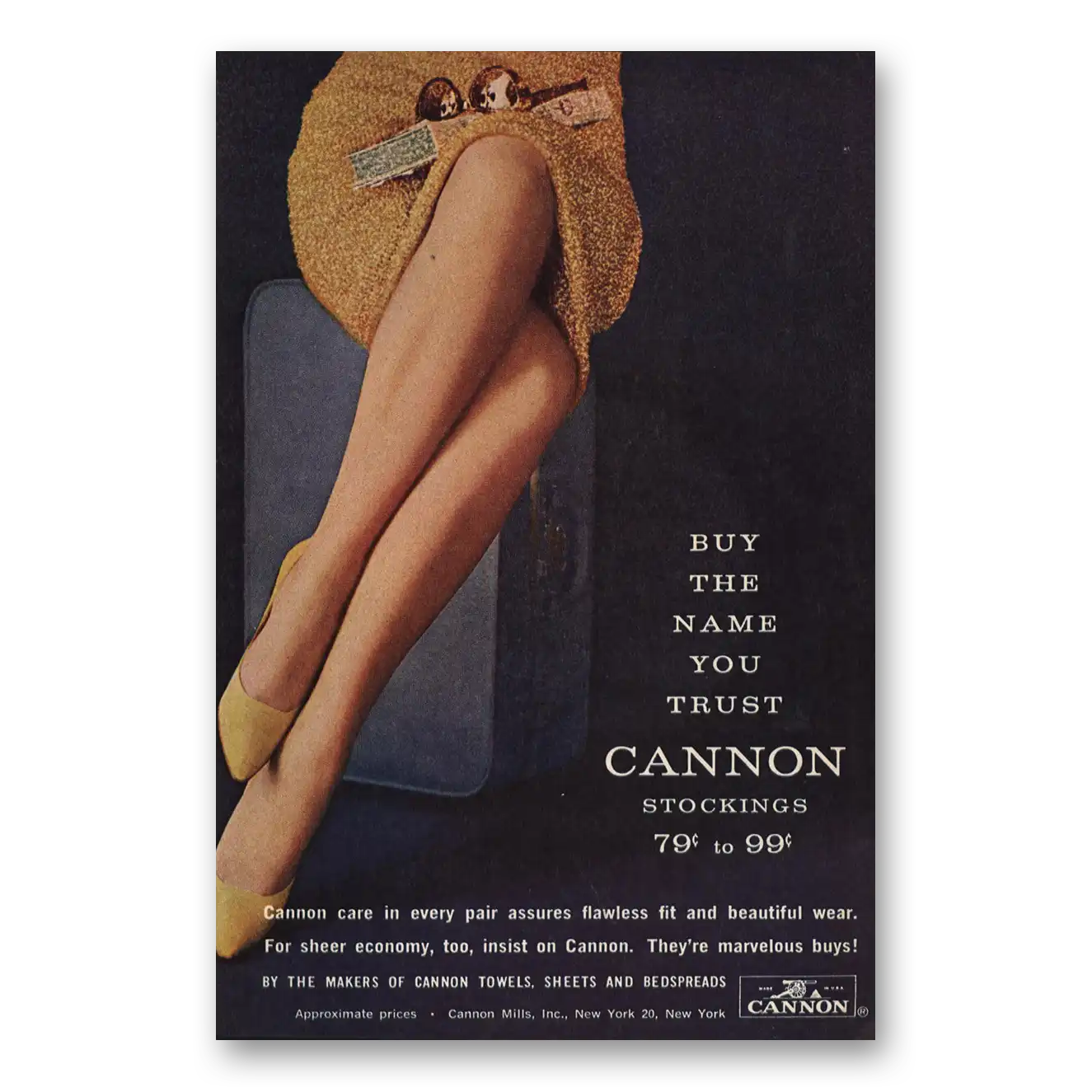 1963 Cannon Stockings Buy the Name You Trust Vintage Magazine Print Ad