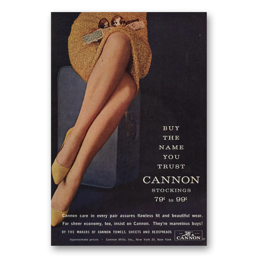 1963 Cannon Stockings Buy the Name You Trust Vintage Magazine Print Ad