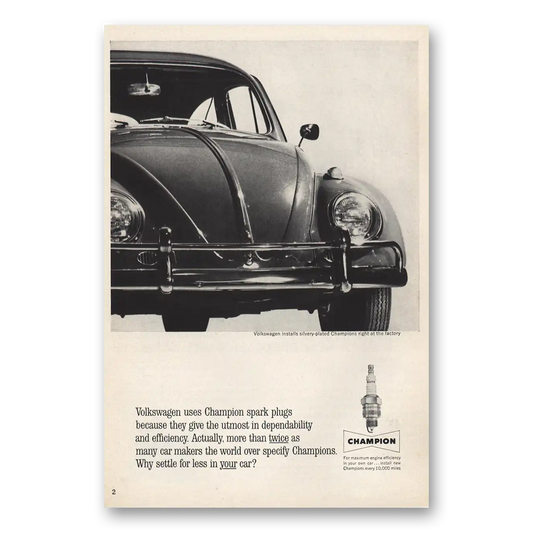 1963 Champion Spark Plugs Volkswagen Vintage Magazine Print Ad