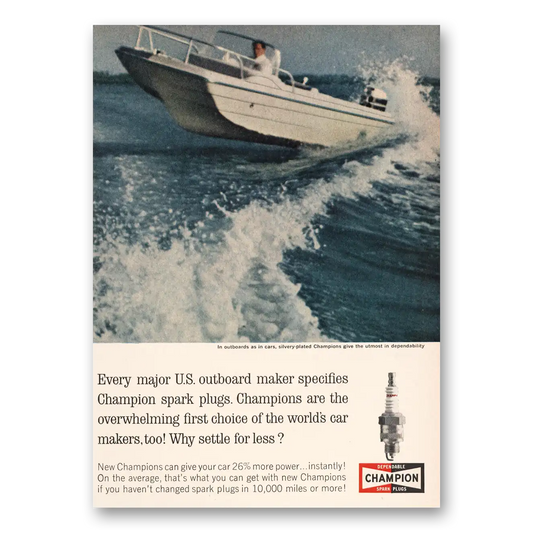 1963 Champion Spark Plugs Every Major US Outboard Maker Vintage Magazine Print Ad