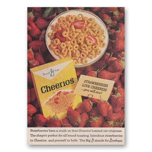 1963 Cheerios Cereal Strawberries Love Cheerios Vintage Magazine Print Ad