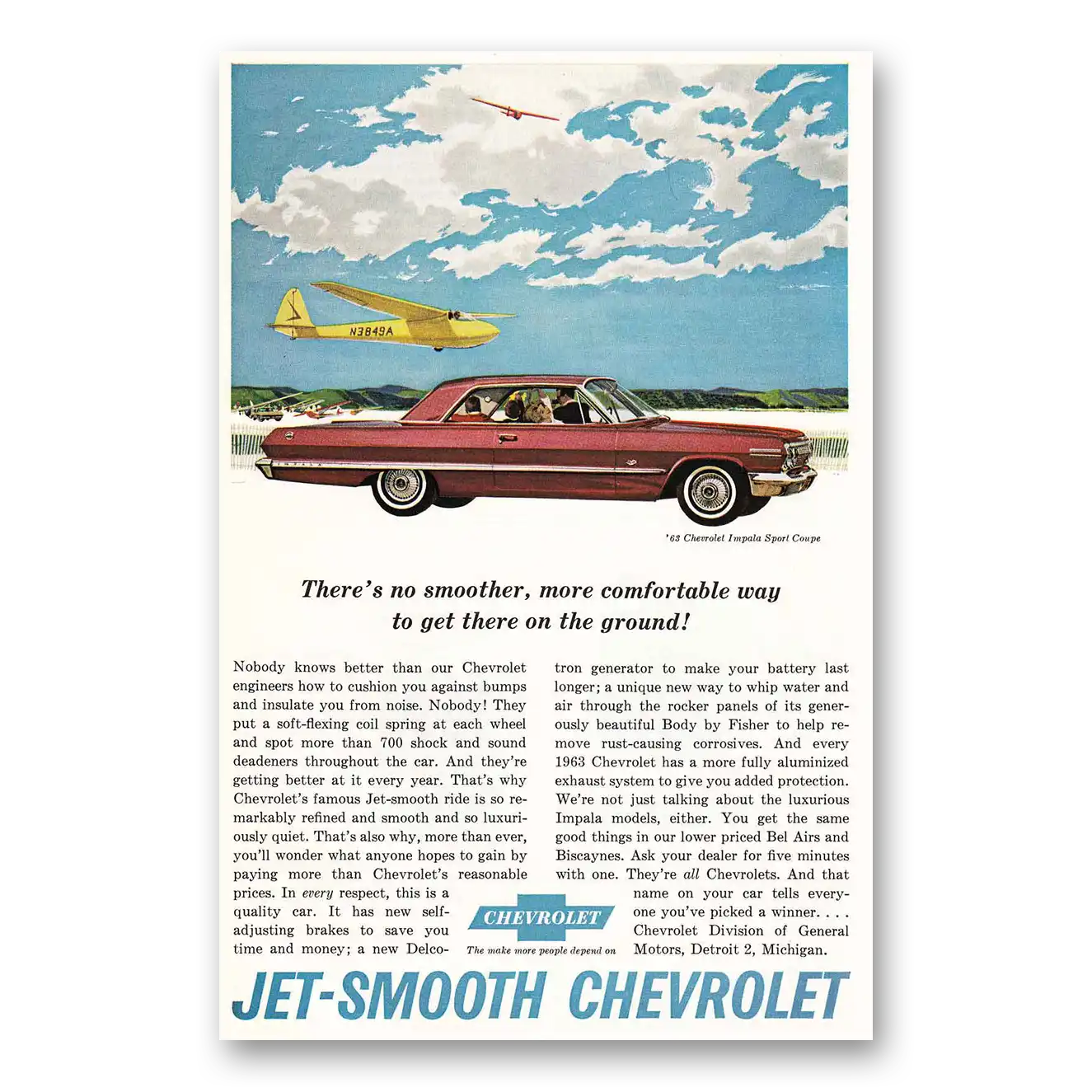 1963 Chevrolet Impala No Smoother Comfortable Way Vintage Magazine Print Ad