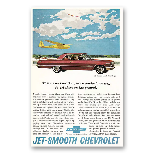 1963 Chevrolet Impala No Smoother Comfortable Way Vintage Magazine Print Ad