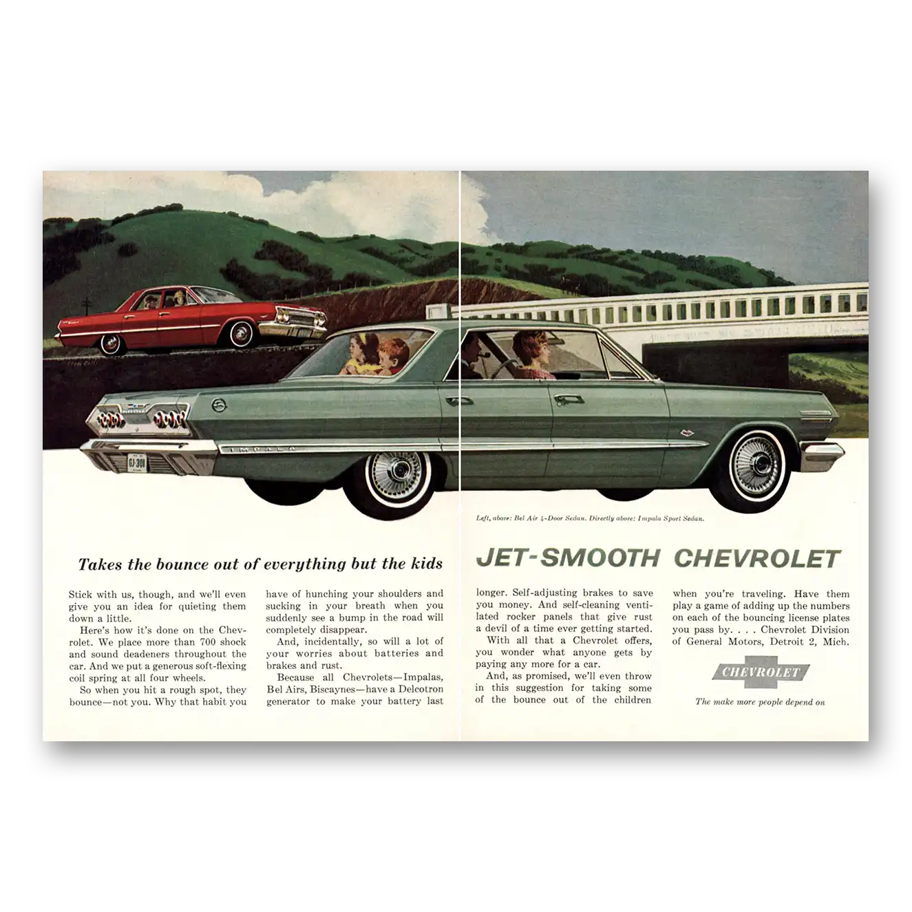 1963 Chevrolet Impala Takes the Bounce Out Vintage Magazine Print Ad