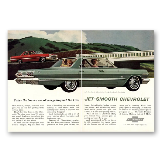 1963 Chevrolet Impala Takes the Bounce Out Vintage Magazine Print Ad