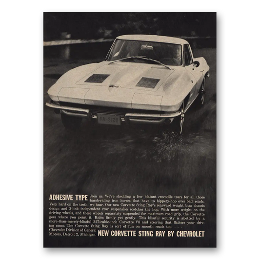 1963 Chevrolet Corvette Sting Ray Adhesive Type Vintage Magazine Print Ad