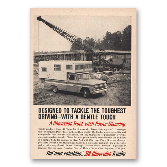 1963 Chevrolet Trucks Tackle the Toughest Driving Vintage Magazine Print Ad