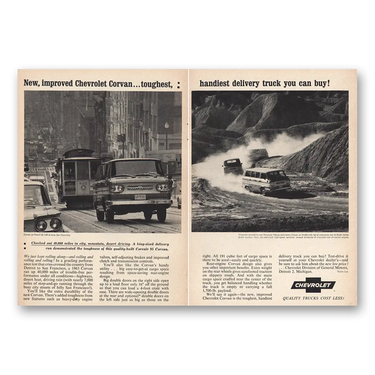 1963 Chevrolet Corvan Toughest Handiest Delivery Truck Vintage Magazine Print Ad