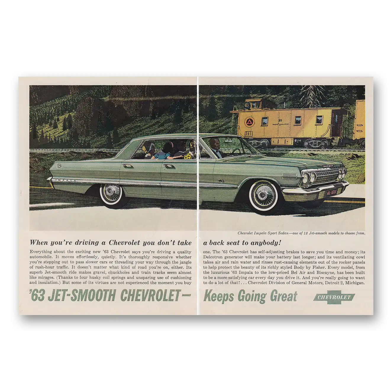 1963 Chevrolet Impala You Don't Take a Backseat to Anybody Vintage Magazine Print Ad