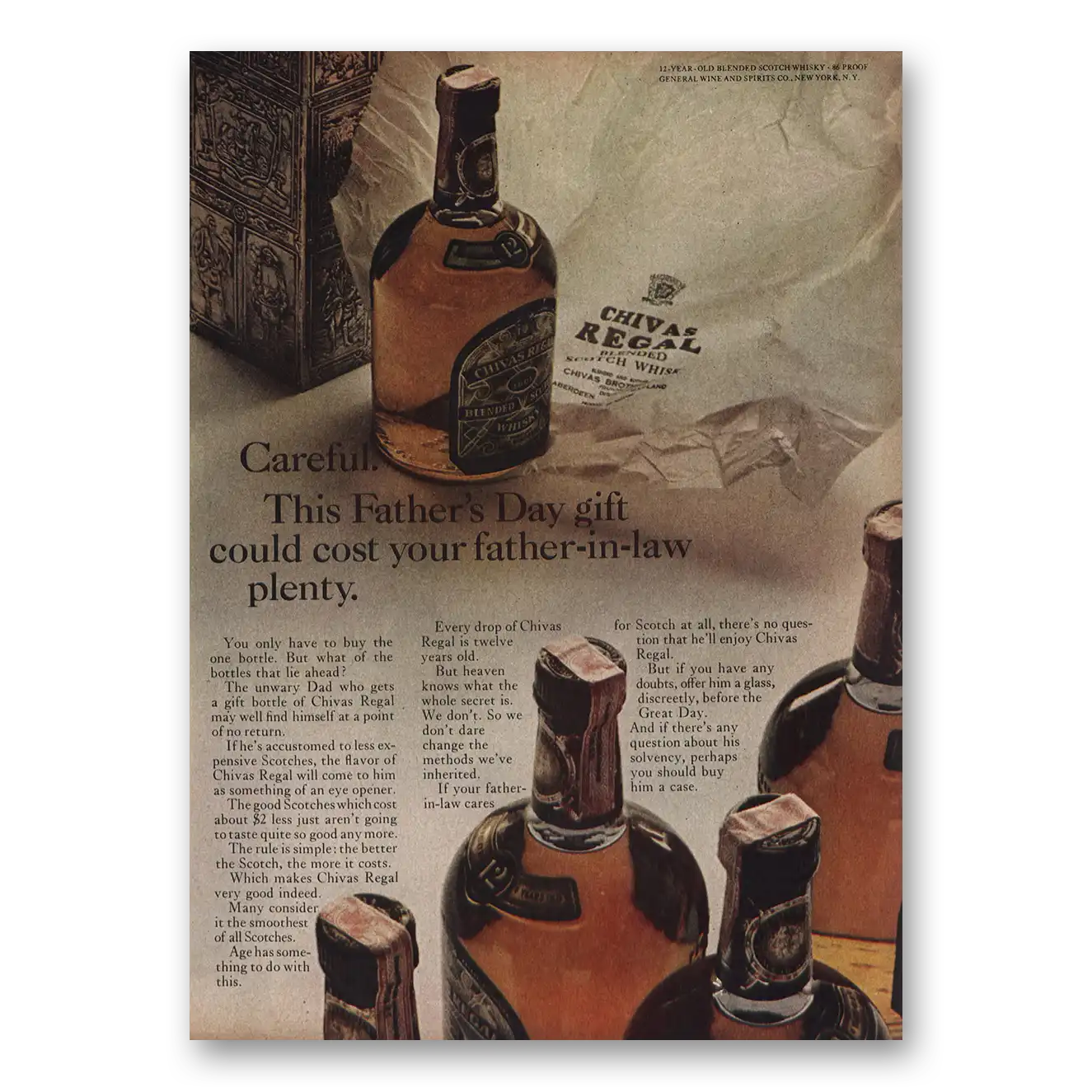 1963 Chivas Regal Careful Fathers Day Gift Vintage Magazine Print Ad