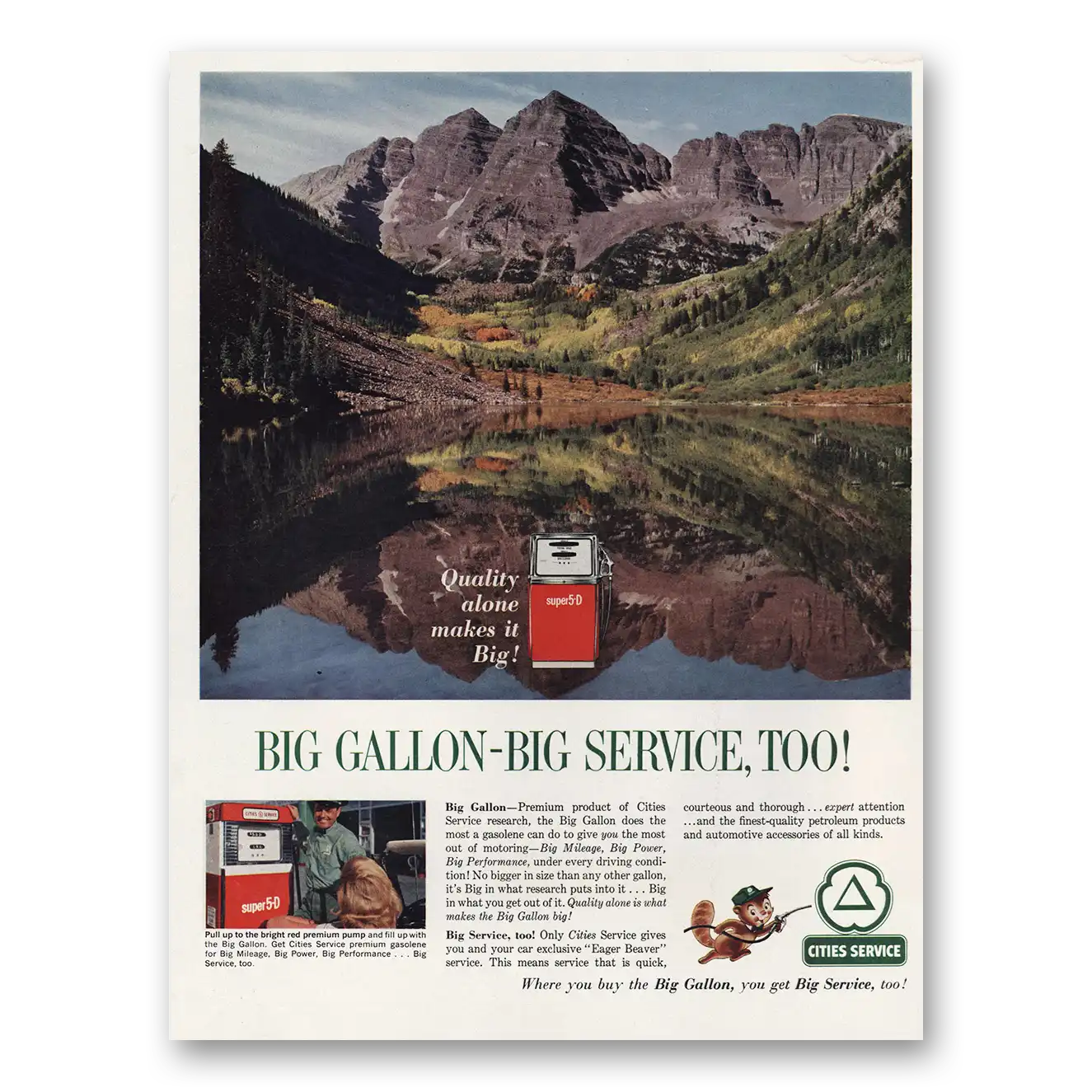 1963 Cities Service Big Gallon Big Service Too Vintage Magazine Print Ad