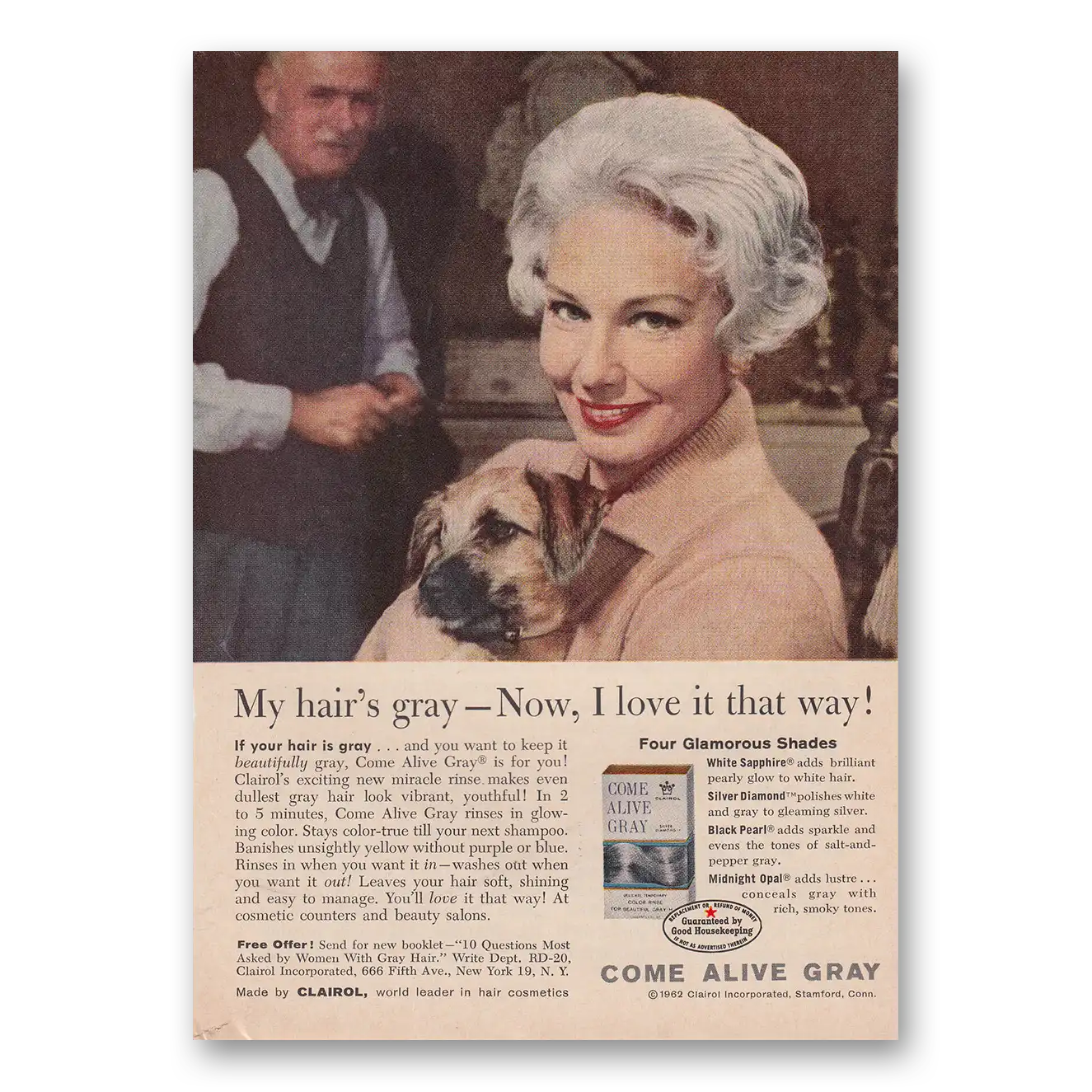 1963 Clairol Come Alive Gray My Hairs Gray Vintage Magazine Print Ad