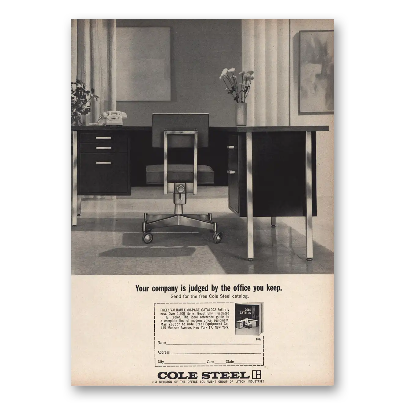 1963 Cole Steel Desk Judged By Office You Keep Vintage Magazine Print Ad