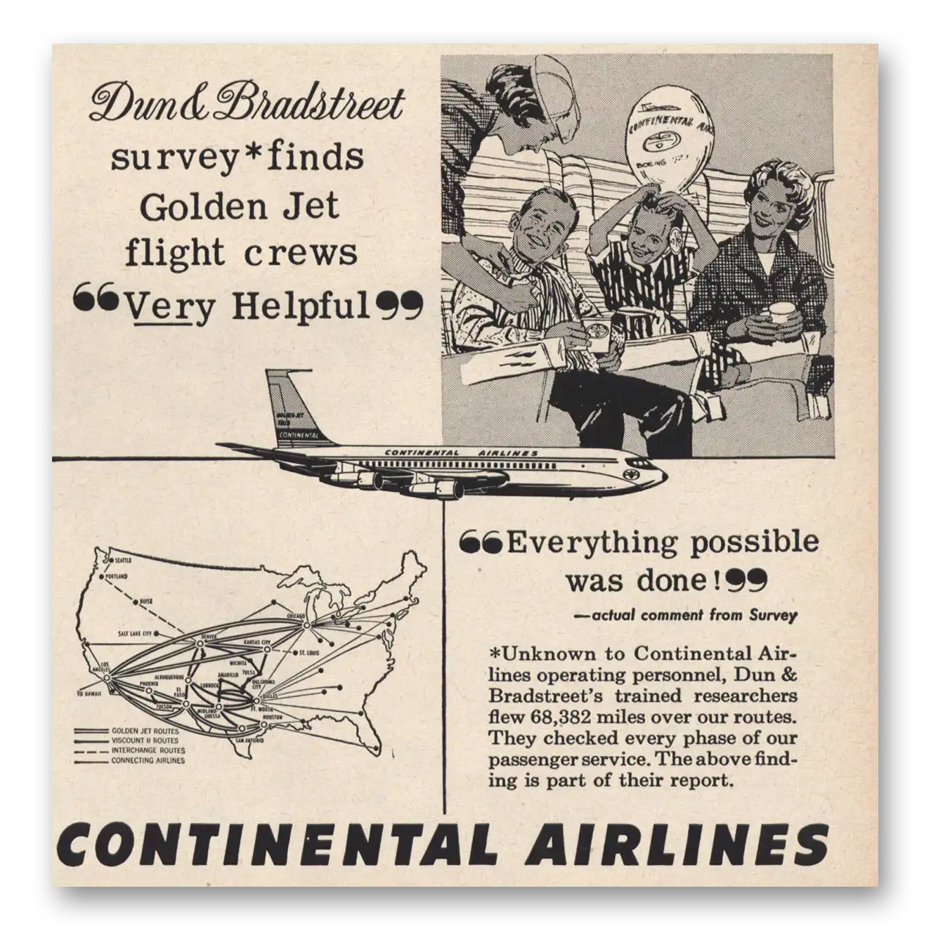 1963 Continental Airlines Golden Jet Flight Crews Vintage Magazine Print Ad