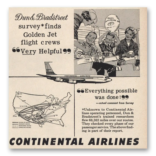 1963 Continental Airlines Golden Jet Flight Crews Vintage Magazine Print Ad