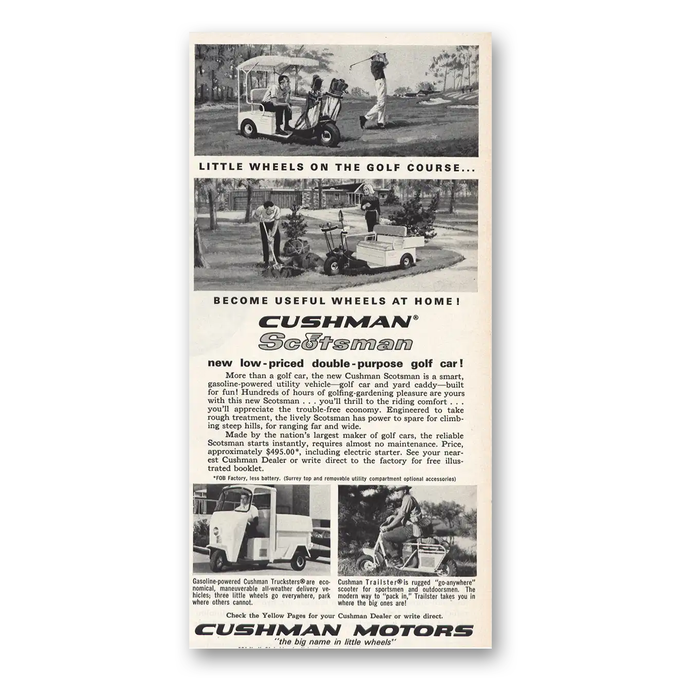 1963 Cushman Motors Little Wheels Golf Course Vintage Magazine Print Ad