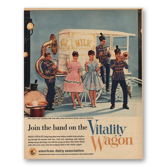 1963 American Dairy Join the Band Vitality Wagon Vintage Magazine Print Ad